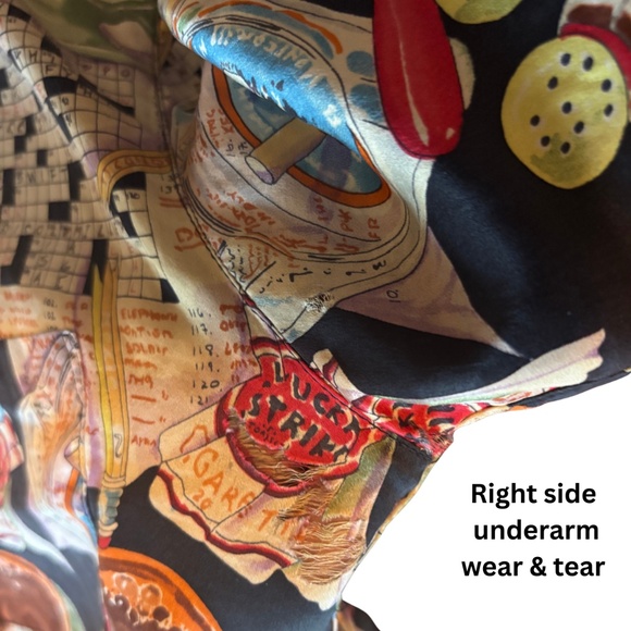 Nicole Miller 1993 100% Silk Coffee & Crosswords Shirt Women’s Small Rare - Picture 4 of 6